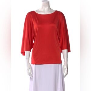 Ralph Lauren Black Label Silk Blend Red Batwing Sleeve Top Size Small
